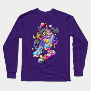 Skating Wolf Long Sleeve T-Shirt